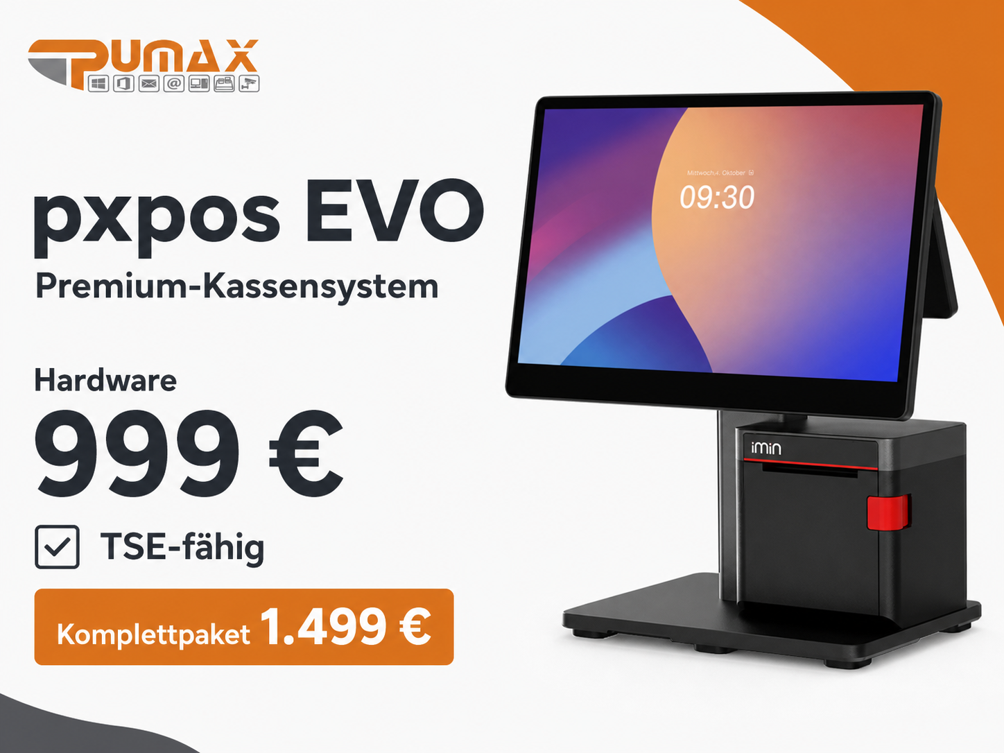 pxpos EVO – 15,6 Zoll Premium-Kassensystem mit Kundendisplay