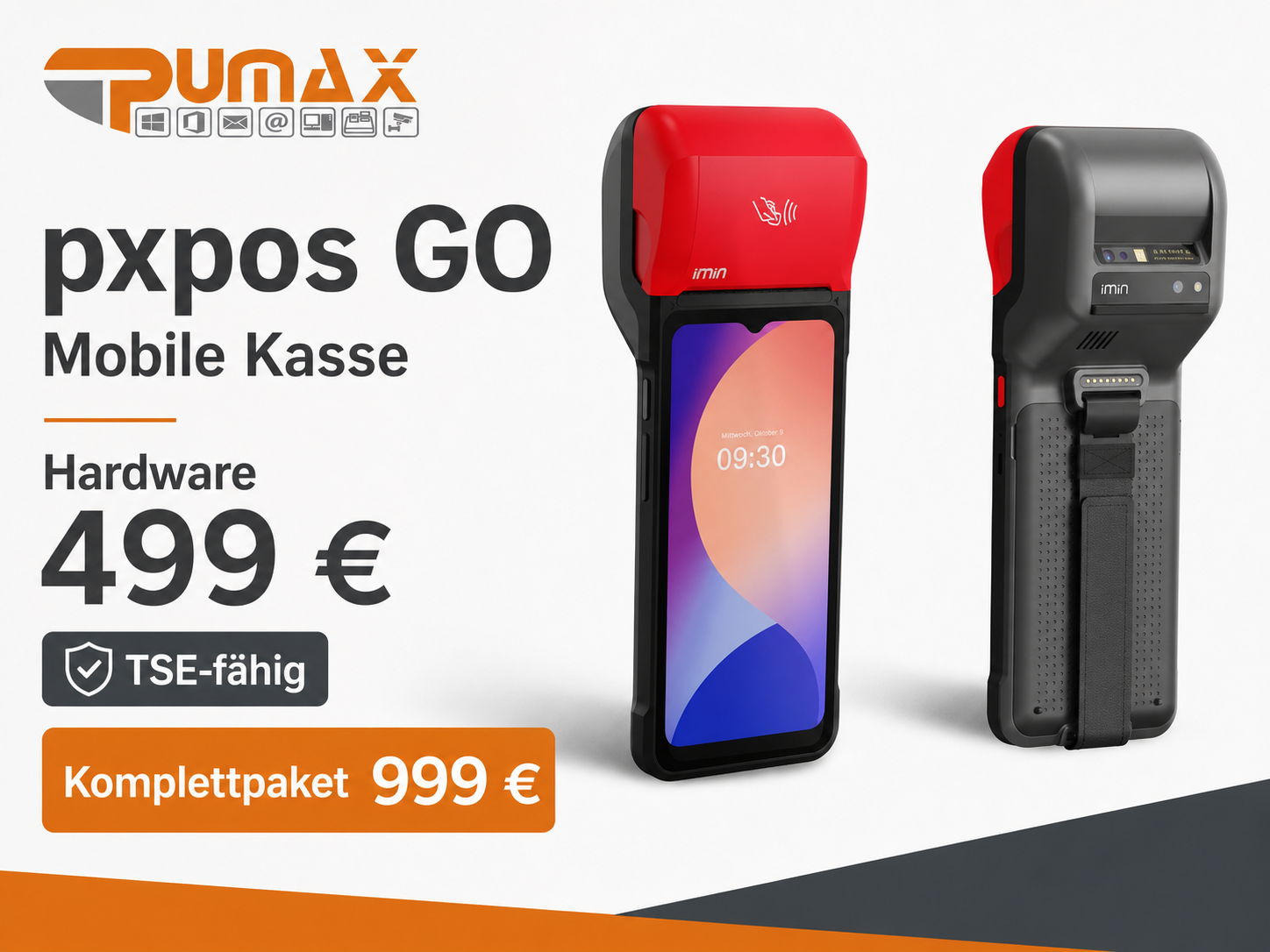 pxpos GO – mobile Android-Kasse mit integriertem Thermodrucker